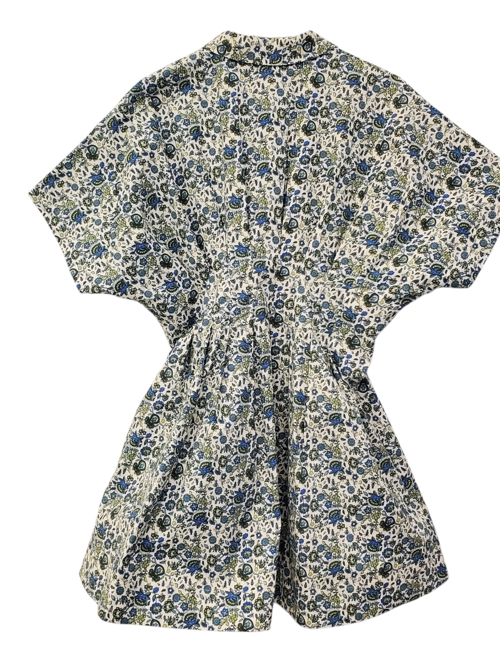 Janice Dress Mini By Exquise Floral Smocked Waist in Blue White Muticolor Large - Picture 3 of 12